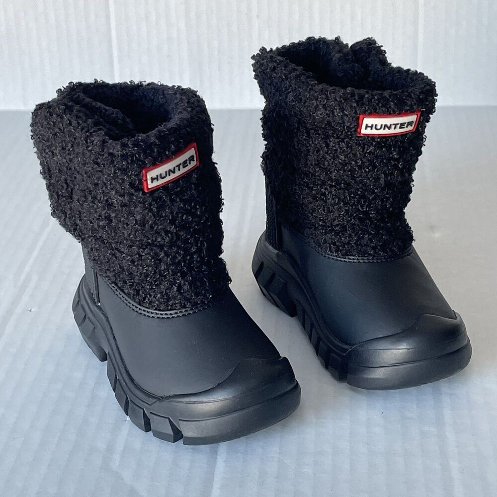 Hunter Kids Black Fleece-Lined Boots